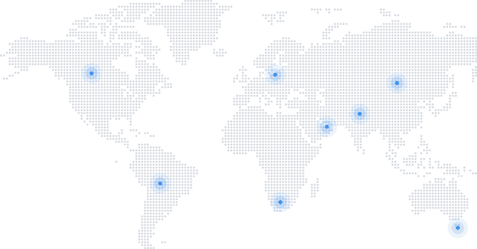 World map showing UpBizz global reach
